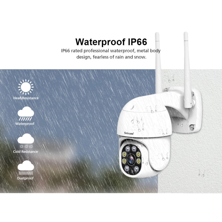 Sricam SP028 1080P HD Outdoor PTZ Camera, Support Two Way Audio / Motion Detection / Humanoid Detection / Color Night Vision / TF Card, US Plug