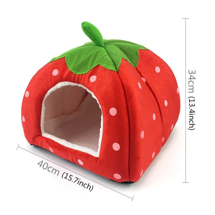 Strawberry Shaped Foldable Short Plush Pet House Nest, Size: L, Purple, Size L, Red, Size L, Pink, Size L