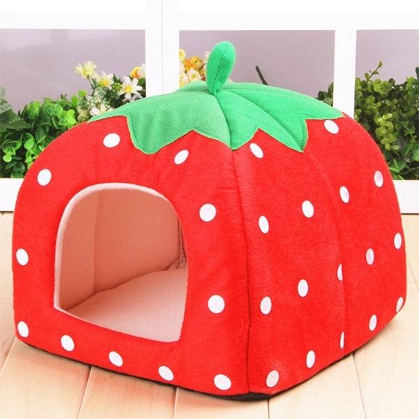 Strawberry Shaped Foldable Short Plush Pet House Nest, Size: L, Purple, Size L, Red, Size L, Pink, Size L