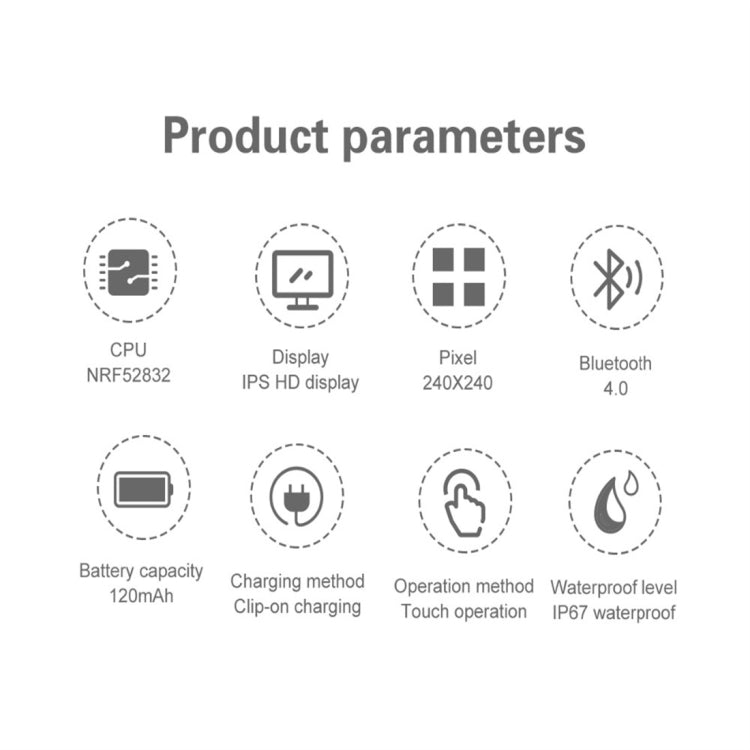 CF18 1.22 inch Color Screen IPX67 Waterproof Bluetooth Smartwatch, Support Call Reminder/ Heart Rate Monitoring /Blood Pressure Monitoring/ Sleep Monitoring