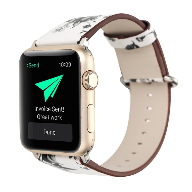 For Apple Watch Ultra 49mm&Watch Ultra 2 49mm / Series 10 46mm / 9&8&7 45mm / SE 3&SE 2&6&SE&5&4 44mm / 3&2&1 42mm Fashion Pastoralism Style Little Floral Pattern Women Watch Leather Watch Band, For 42mm A, For 42mm B, For 42mm C, For 42mm D, For 42mm ...