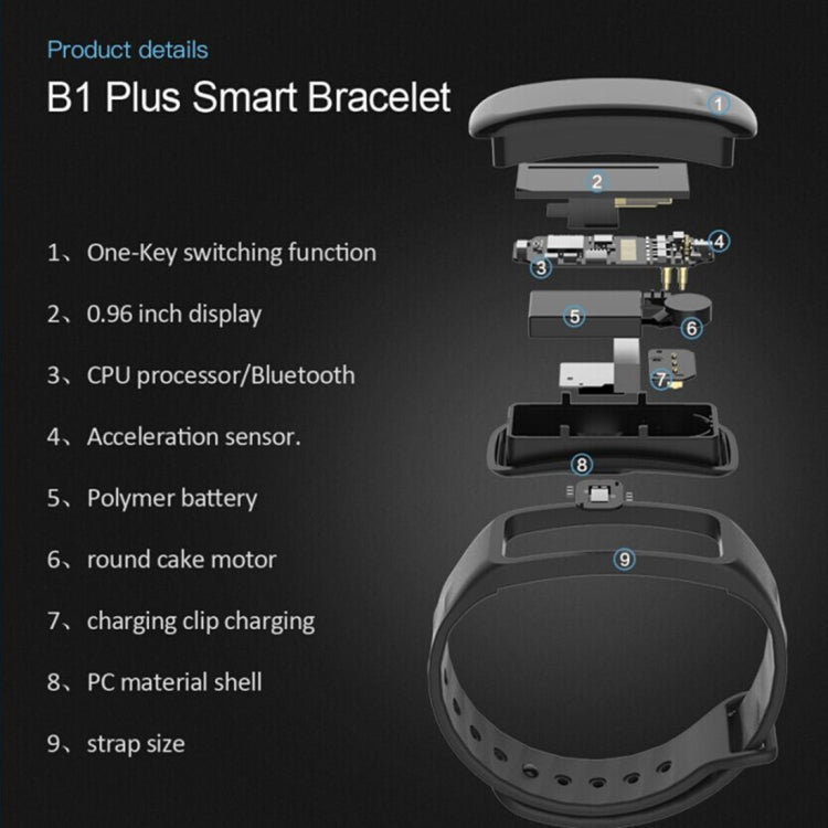 TLW B1 Plus Fitness Tracker 0.96 inch Color Screen Bluetooth 4.0 Wristband Smart Bracelet, IP67 Waterproof, Support Sports Mode / Heart Rate Monitor / Sleep Monitor / Information Reminder, B1 Red, B1 Black, B1 Blue