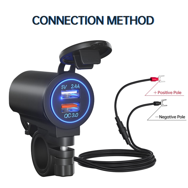 ZH-723F5 Car / Motorcycle QC3.0 Cell Phone Fast Charging Dual USB Car Charger