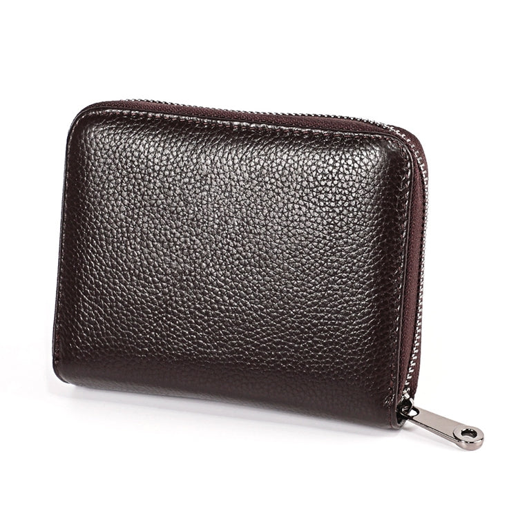 KB195 Zipper Cowhide Leather Double Row Organ Shape Multiple Card Slots Anti-magnetic RFID Wallet Clutch Bag for Ladies, KB195 Black, KB195 Coffee, KB195 Pink, KB195 Purple, KB195 Rose Red