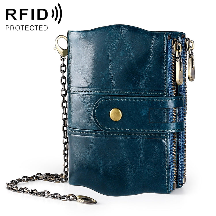 LT3539 Cowhide Leather Zipper Buckle Anti-magnetic RFID Wallet Clutch Bag for Men, with Card Slots & Shoulder Strap, LT3539 Shoulder Strap Black, LT3539 Shoulder Strap Blue, LT3539 Strap Red, LT3539 Yellowish-brown