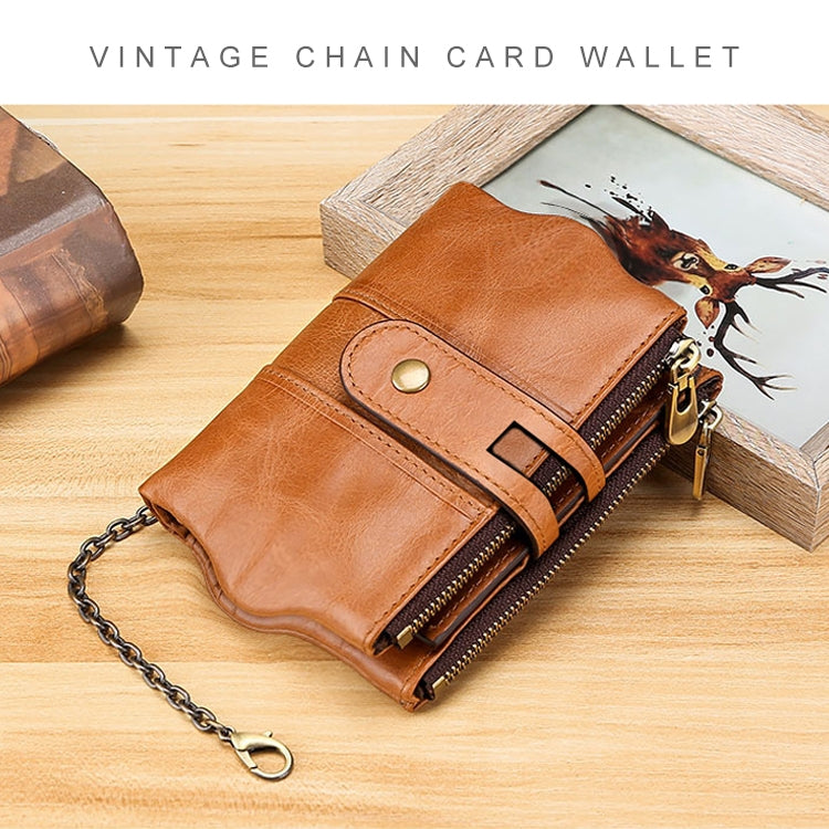 LT3539 Cowhide Leather Zipper Buckle Anti-magnetic RFID Wallet Clutch Bag for Men, with Card Slots & Shoulder Strap, LT3539 Shoulder Strap Black, LT3539 Shoulder Strap Blue, LT3539 Strap Red, LT3539 Yellowish-brown