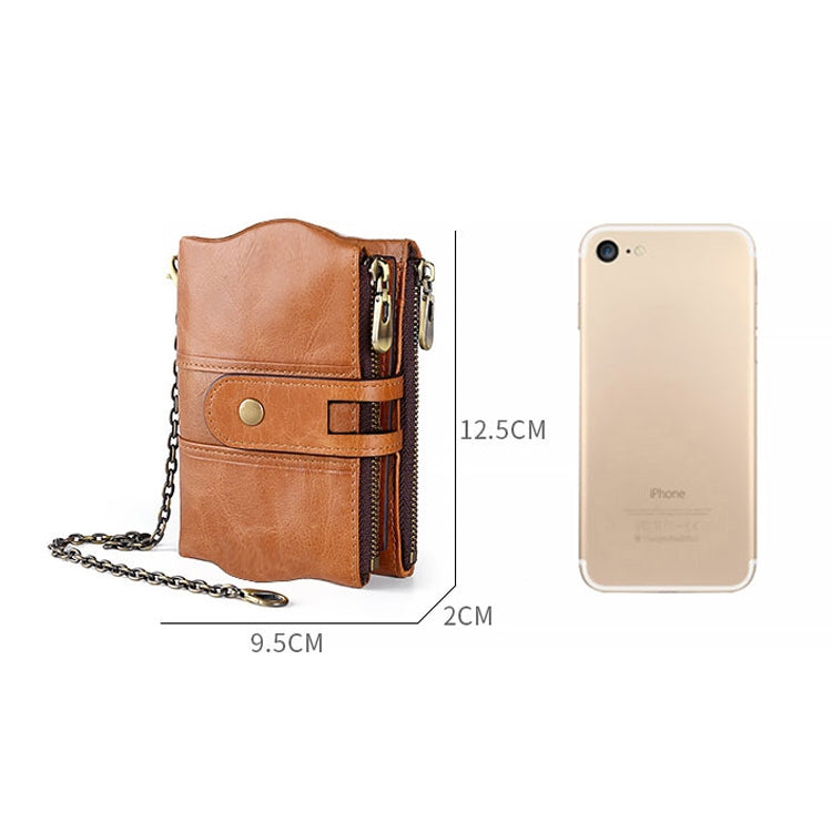 LT3539 Cowhide Leather Zipper Buckle Anti-magnetic RFID Wallet Clutch Bag for Men, with Card Slots & Shoulder Strap, LT3539 Shoulder Strap Black, LT3539 Shoulder Strap Blue, LT3539 Strap Red, LT3539 Yellowish-brown