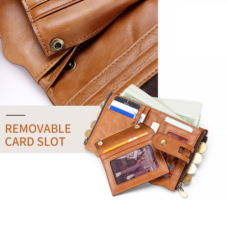 LT3539 Cowhide Leather Zipper Buckle Anti-magnetic RFID Wallet Clutch Bag for Men, with Card Slots & Shoulder Strap, LT3539 Shoulder Strap Black, LT3539 Shoulder Strap Blue, LT3539 Strap Red, LT3539 Yellowish-brown