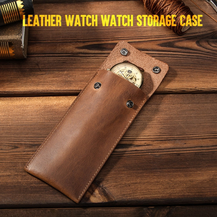 CONTACTS FAMILY CF1110 Universal Crazy Horse Leather Watch Protective Case Storage Bag for Apple Watch
