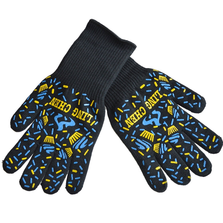 Silicone Cotton Microwave Kitchen Cooking Protective Gloves, High Temperature Resistance: 500 Degree C, Length: 32cm, Deyan Red Stripe, Deyan