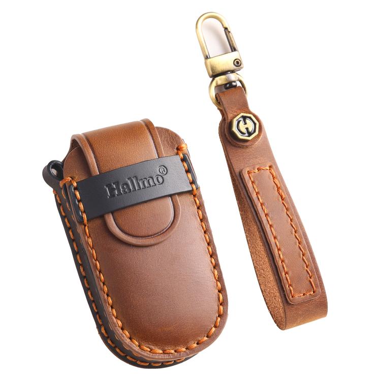 Hallmo Car Genuine Leather Key Protective Cover for Jeep Compass 4-button, For Jeep Compass 4-button (Black), For Jeep Compass 4-button (Blue), For Jeep Compass 4-button (Brown)