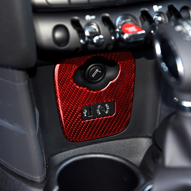 Car Carbon Fiber Cigarette Lighter Cover Decorative Sticker for BMW Mini Cooper F56 F55 F57, Left and Right Drive Universal, Cigarette Lighter Cover