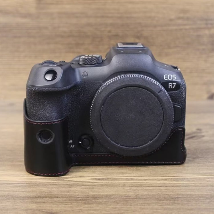 For Canon EOS R7 1/4 inch Thread PU Leather Camera Half Case Base, For Canon EOS R7