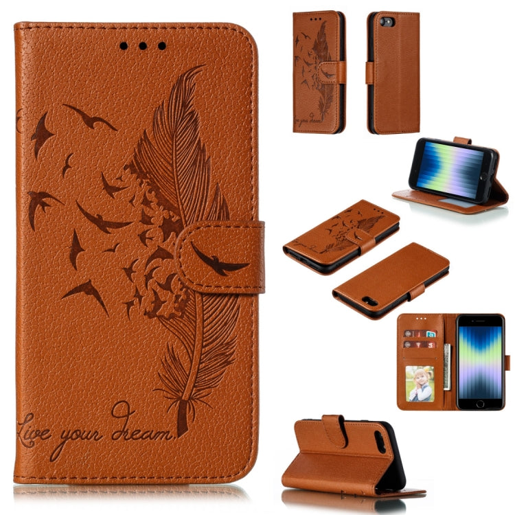 Feather Pattern Litchi Texture Horizontal Flip Leather Case with Wallet & Holder & Card Slots, For iPhone SE 2022 / SE 2020 / 8 / 7, For iPhone 7 Plus / 8 Plus, For iPhone 11 Pro, For iPhone 11