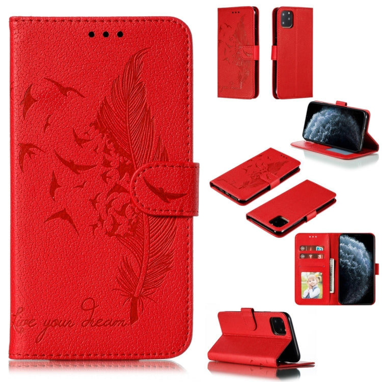 Feather Pattern Litchi Texture Horizontal Flip Leather Case with Wallet & Holder & Card Slots, For iPhone SE 2022 / SE 2020 / 8 / 7, For iPhone 7 Plus / 8 Plus, For iPhone 11 Pro, For iPhone 11