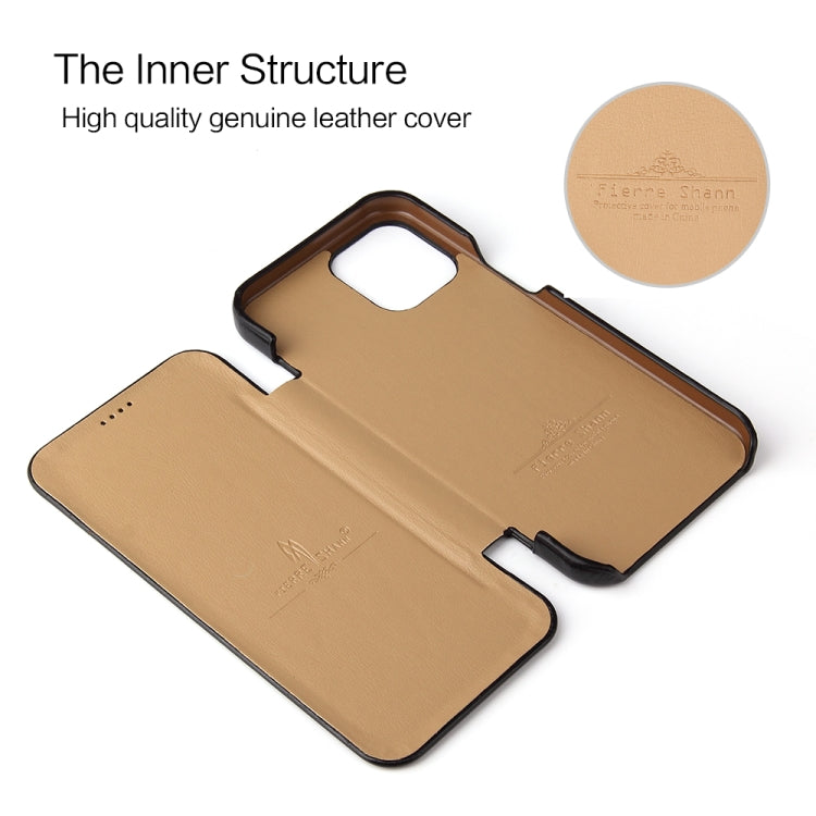 Fierre Shann Business Magnetic Horizontal Flip Genuine Leather Case, For iPhone X / XS, For iPhone XR, For iPhone XS Max, For iPhone 11, For iPhone 11 Pro, For iPhone 11 Pro Max, For iPhone 12 mini, For iPhone 12 / 12 Pro