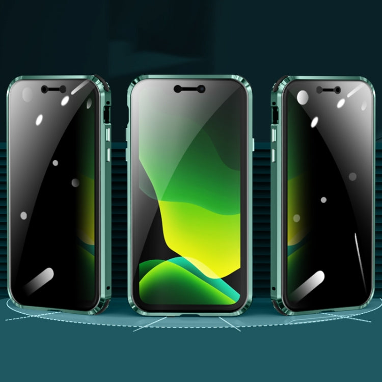Four-corner Shockproof Anti-peeping Magnetic Metal Frame Double-sided Tempered Glass Case, For iPhone 11 Pro, For iPhone 11, For iPhone 11 Pro Max, For iPhone 12 mini, For iPhone 12, For iPhone 12 Pro, For iPhone 12 Pro Max