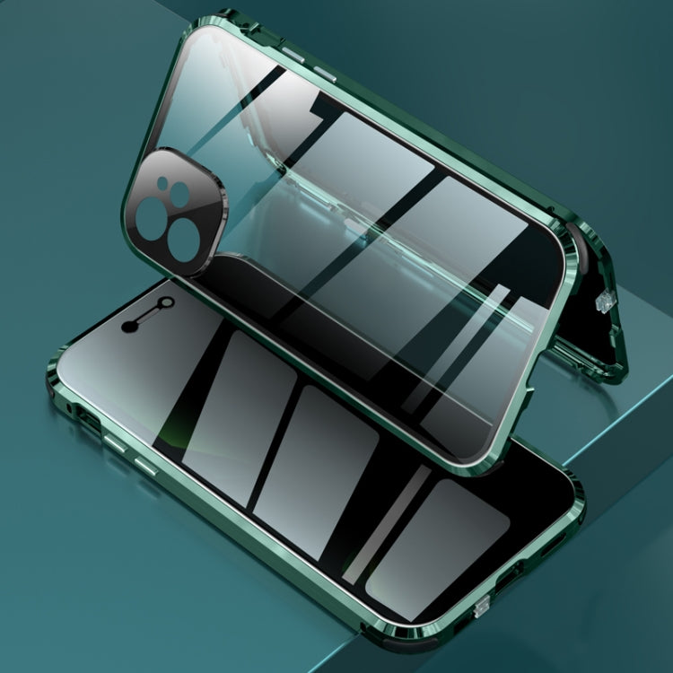 Four-corner Shockproof Anti-peeping Magnetic Metal Frame Double-sided Tempered Glass Case, For iPhone 11 Pro, For iPhone 11, For iPhone 11 Pro Max, For iPhone 12 mini, For iPhone 12, For iPhone 12 Pro, For iPhone 12 Pro Max