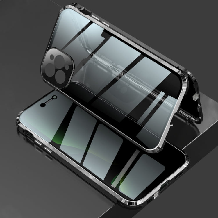 Four-corner Shockproof Anti-peeping Magnetic Metal Frame Double-sided Tempered Glass Case, For iPhone 11 Pro, For iPhone 11, For iPhone 11 Pro Max, For iPhone 12 mini, For iPhone 12, For iPhone 12 Pro, For iPhone 12 Pro Max