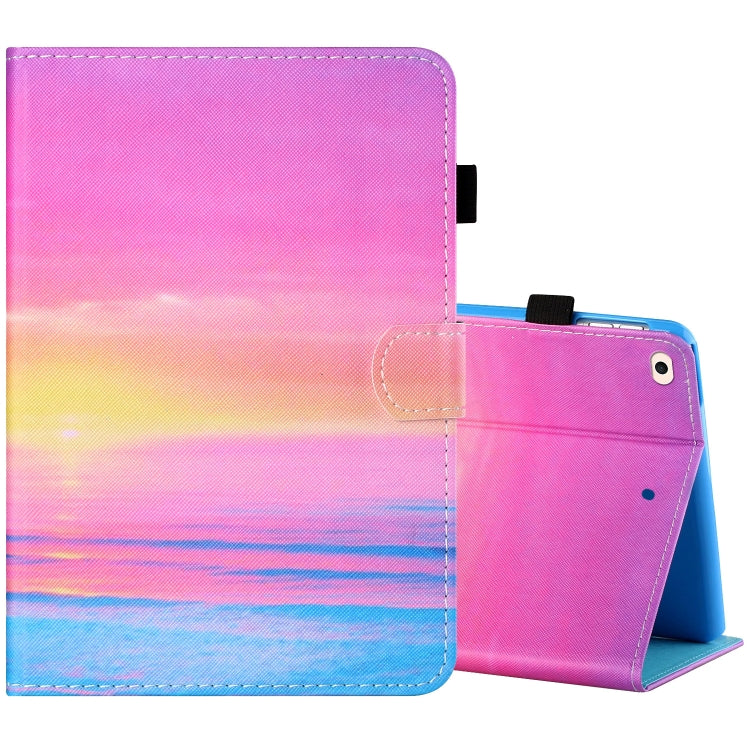 Sewing Thread Horizontal Painted Flat Leather Case with Pen Cover & Anti Skid Strip & Card Slot & Holder & Sleep / Wake-up Function, For iPad Air 2, For iPad 9.7 (2018) / (2017)