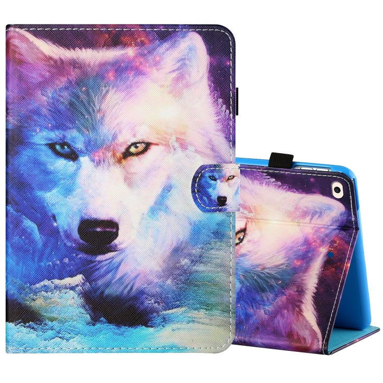 Sewing Thread Horizontal Painted Flat Leather Case with Pen Cover & Anti Skid Strip & Card Slot & Holder & Sleep / Wake-up Function, For iPad Air 2, For iPad 9.7 (2018) / (2017)