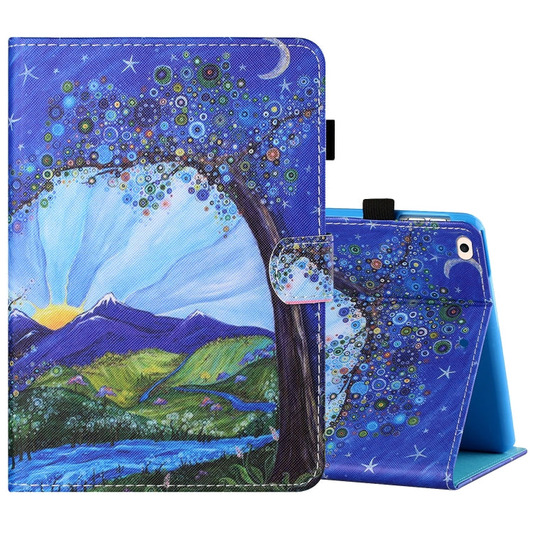 Sewing Thread Horizontal Painted Flat Leather Case with Pen Cover & Anti Skid Strip & Card Slot & Holder & Sleep / Wake-up Function, For iPad Air 2, For iPad 9.7 (2018) / (2017)