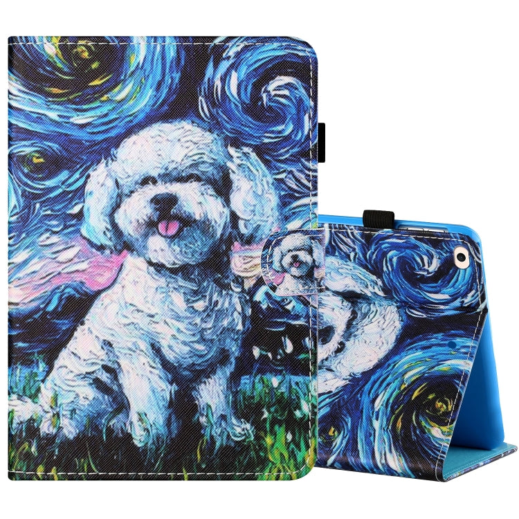 Sewing Thread Horizontal Painted Flat Leather Case with Pen Cover & Anti Skid Strip & Card Slot & Holder & Sleep / Wake-up Function, For iPad Air 2, For iPad 9.7 (2018) / (2017)