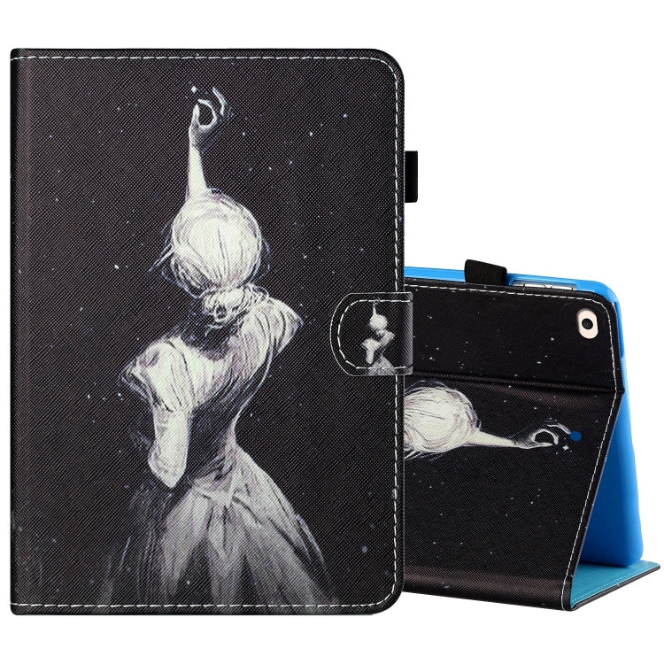 Sewing Thread Horizontal Painted Flat Leather Case with Pen Cover & Anti Skid Strip & Card Slot & Holder & Sleep / Wake-up Function, For iPad Air 2, For iPad 9.7 (2018) / (2017)