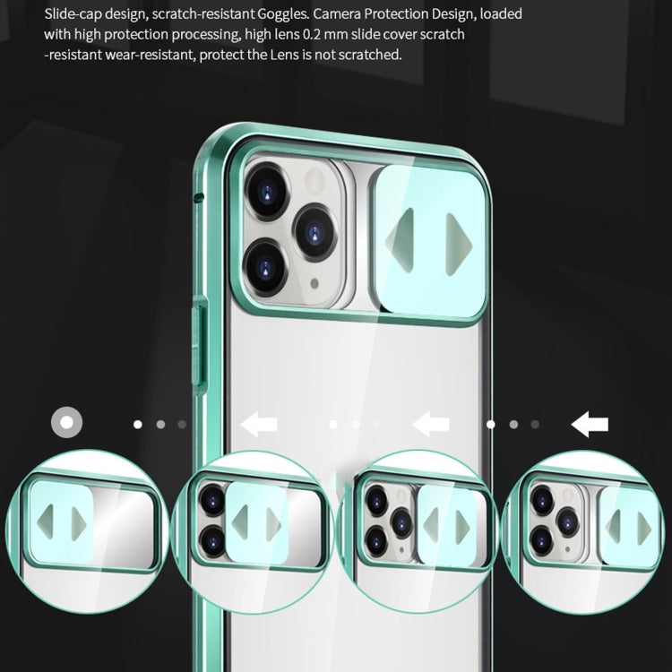 Sliding Lens Cover Mirror Design Four-corner Shockproof Magnetic Metal Frame Double-sided Tempered Glass Case