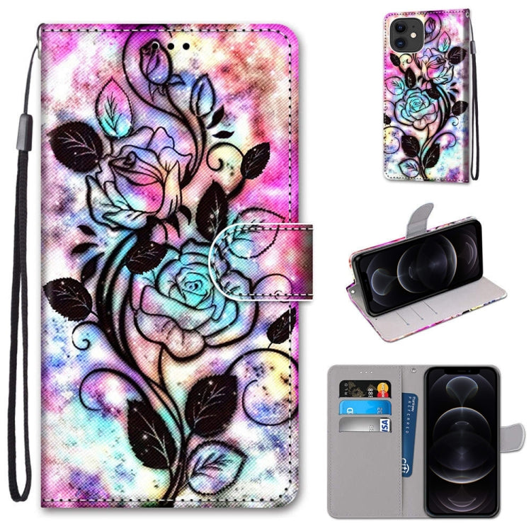 Coloured Drawing Cross Texture Horizontal Flip PU Leather Case with Holder & Card Slots & Wallet & Lanyard, For iPhone 12 mini