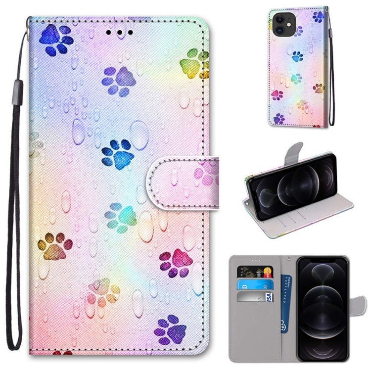 Coloured Drawing Cross Texture Horizontal Flip PU Leather Case with Holder & Card Slots & Wallet & Lanyard, For iPhone 12 / 12 Pro