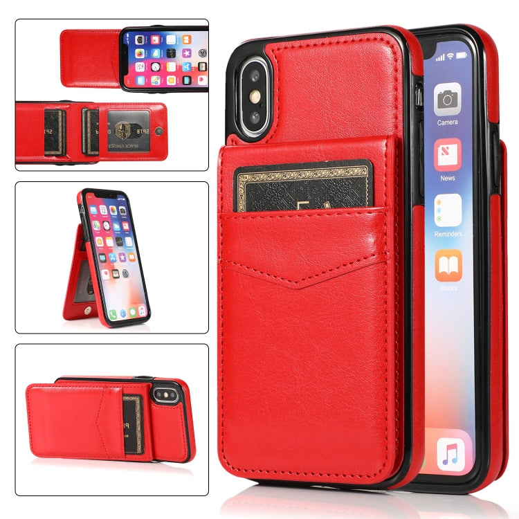 Solid Color PC + TPU Protective Case with Holder & Card Slots, For iPhone XR, For iPhone XS Max, For iPhone 11, For iPhone 11 Pro