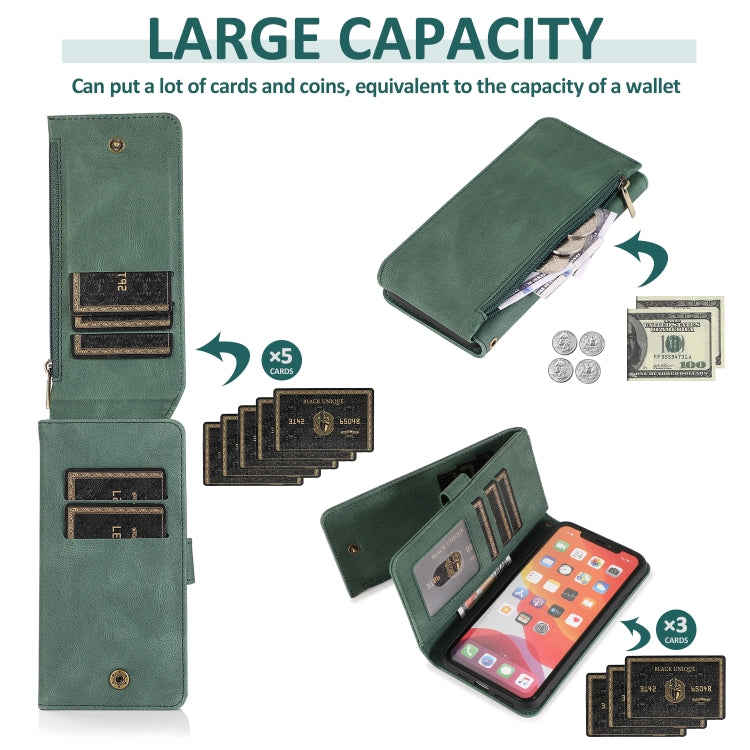 Skin-feel Crazy Horse Texture Zipper Wallet Bag Horizontal Flip Leather Case with Holder & Card Slots & Wallet & Lanyard, For iPhone 11 Pro, For iPhone 11 Pro Max, For iPhone 12 mini, For iPhone 12 / 12 Pro