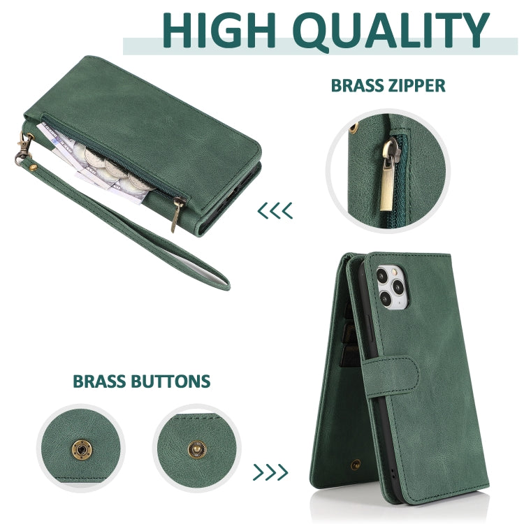 Skin-feel Crazy Horse Texture Zipper Wallet Bag Horizontal Flip Leather Case with Holder & Card Slots & Wallet & Lanyard, For iPhone 11 Pro, For iPhone 11 Pro Max, For iPhone 12 mini, For iPhone 12 / 12 Pro