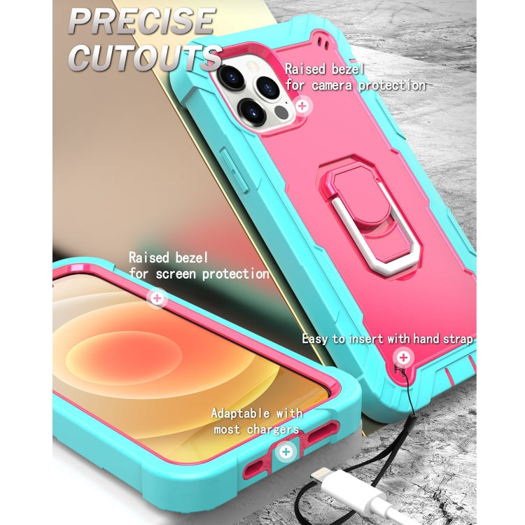 PC + Rubber 3-layers Shockproof Protective Case with Rotating Holder, For iPhone 12 Mini, For iPhone 12 / 12 Pro