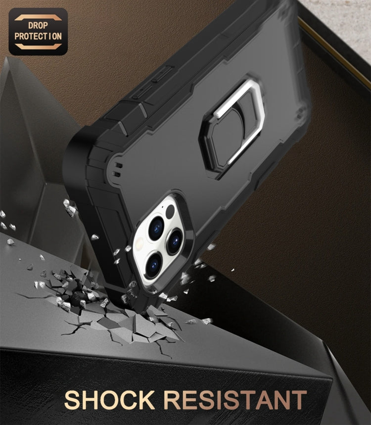 PC + Rubber 3-layers Shockproof Protective Case with Rotating Holder, For iPhone 12 Pro Max