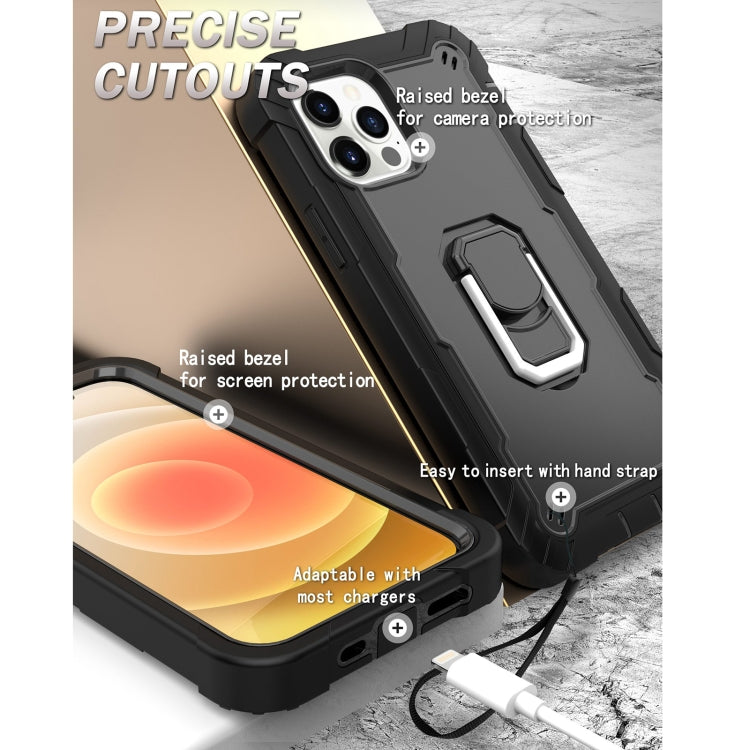 PC + Rubber 3-layers Shockproof Protective Case with Rotating Holder, For iPhone 12 Pro Max