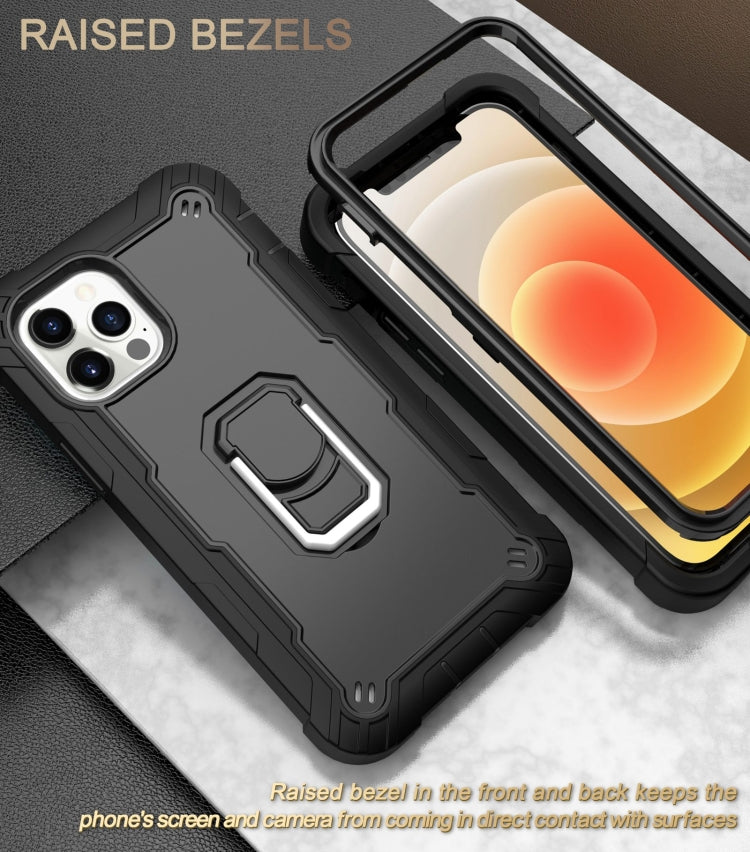 PC + Rubber 3-layers Shockproof Protective Case with Rotating Holder, For iPhone 12 Pro Max