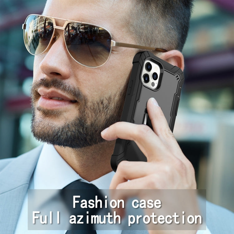 PC + Rubber 3-layers Shockproof Protective Case with Rotating Holder, For iPhone 12 Pro Max