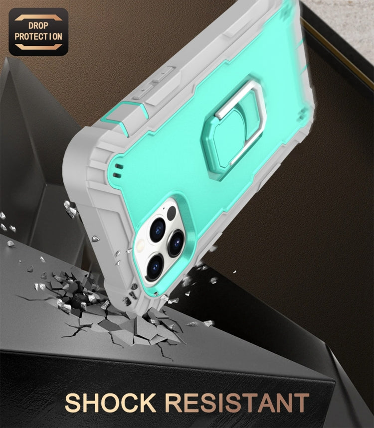 PC + Rubber 3-layers Shockproof Protective Case with Rotating Holder, For iPhone 12 Pro Max