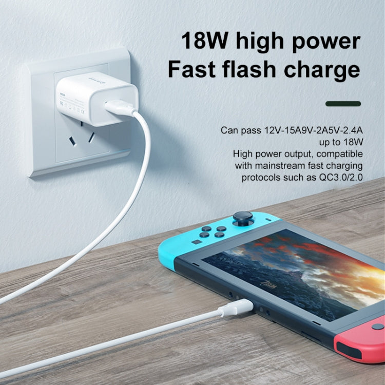 WK WP-U57 Max 18W Maxspeed QC3.0 Fast Charger + USB to Micro USB Data Cable, US Plug, EU Plug, UK Plug