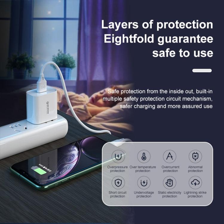 WK WP-U57 Max 18W Maxspeed QC3.0 Fast Charger + USB to Micro USB Data Cable, US Plug, EU Plug, UK Plug