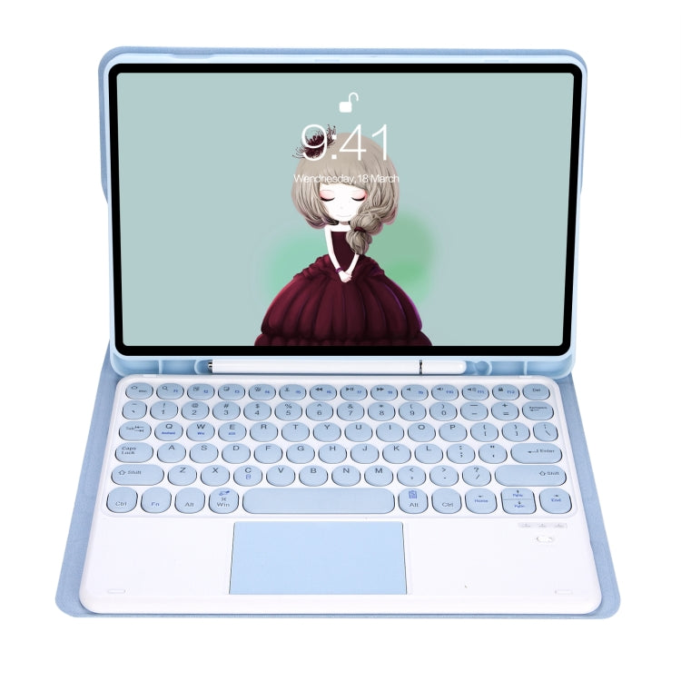 YT098B-A Detachable Candy Color Skin Feel Texture Round Keycap Bluetooth Keyboard Leather Case with Touch Control For iPad Air 11 2024 / 2025 / Air 4 10.9 2020 / Air 5 10.9 2022 (Purple), For iPad 9.7 inch 2018 & 2017 / Pro 9.7 inch / Air 2 / Air...