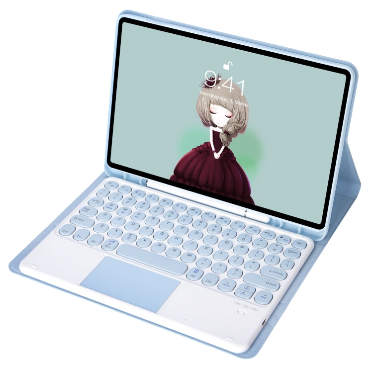 YT098B-A Detachable Candy Color Skin Feel Texture Round Keycap Bluetooth Keyboard Leather Case with Touch Control For iPad Air 11 2024 / 2025 / Air 4 10.9 2020 / Air 5 10.9 2022 (Purple), For iPad 9.7 inch 2018 & 2017 / Pro 9.7 inch / Air 2 / Air...