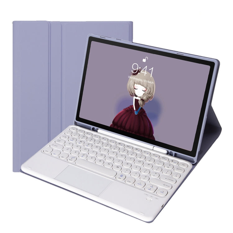 YT098B-A Detachable Candy Color Skin Feel Texture Round Keycap Bluetooth Keyboard Leather Case with Touch Control For iPad Air 11 2024 / 2025 / Air 4 10.9 2020 / Air 5 10.9 2022 (Purple), For iPad 9.7 inch 2018 & 2017 / Pro 9.7 inch / Air 2 / Air...