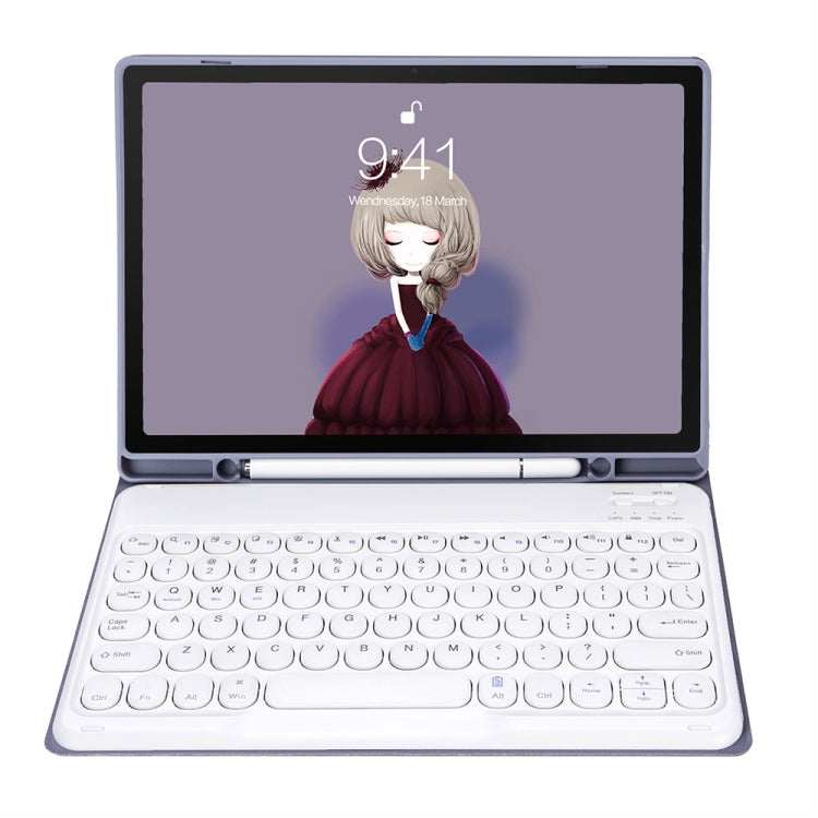 YT11B Detachable Candy Color Skin Feel Texture Round Keycap Bluetooth Keyboard Leather Case For iPad Air 4 2020 / Air 5 2022 / Pro 11 inch 2022 / 2021 / 2020 / 2018(White Ice), iPad 10.2 2020 & 2019 / Air 2019 / Pro 10.5 inch...