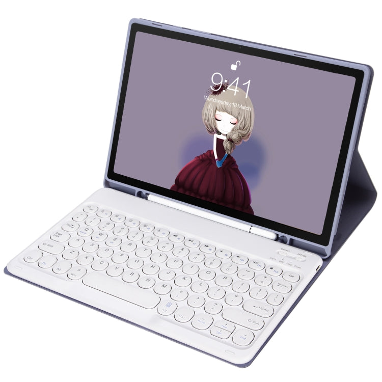 YT11B Detachable Candy Color Skin Feel Texture Round Keycap Bluetooth Keyboard Leather Case For iPad Air 4 2020 / Air 5 2022 / Pro 11 inch 2022 / 2021 / 2020 / 2018(White Ice), iPad 10.2 2020 & 2019 / Air 2019 / Pro 10.5 inch...