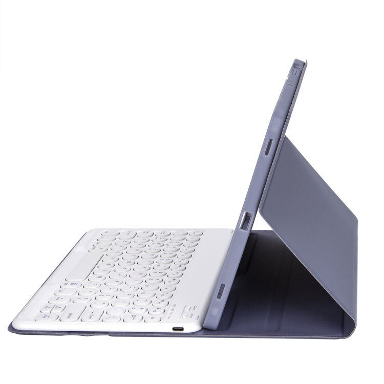 YT11B Detachable Candy Color Skin Feel Texture Round Keycap Bluetooth Keyboard Leather Case For iPad Air 4 2020 / Air 5 2022 / Pro 11 inch 2022 / 2021 / 2020 / 2018(White Ice), iPad 10.2 2020 & 2019 / Air 2019 / Pro 10.5 inch...