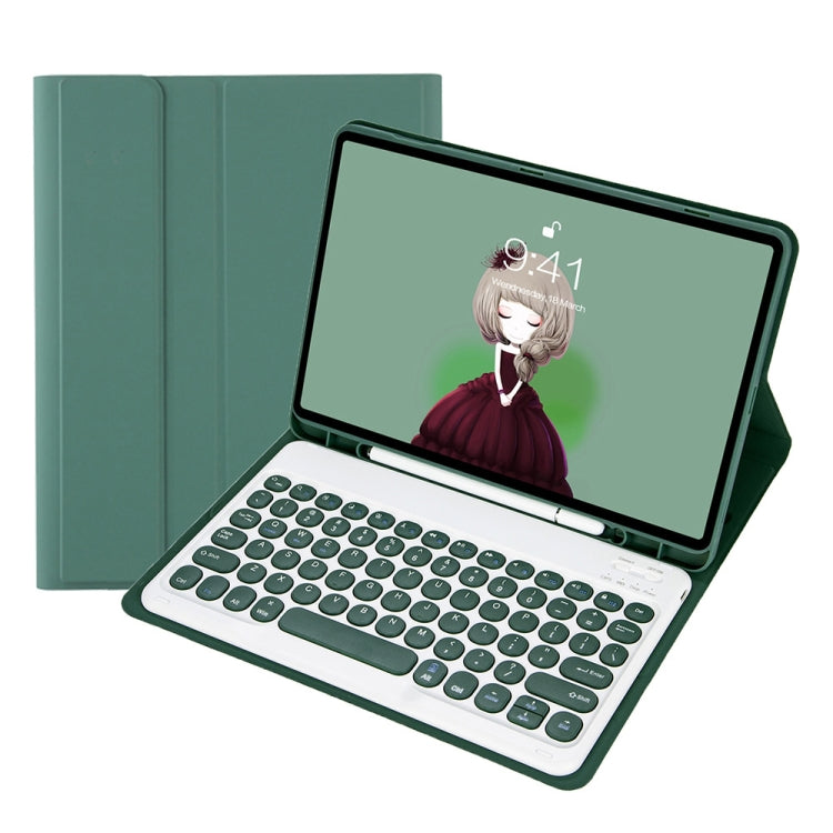 YT11B Detachable Candy Color Skin Feel Texture Round Keycap Bluetooth Keyboard Leather Case For iPad Air 4 2020 / Air 5 2022 / Pro 11 inch 2022 / 2021 / 2020 / 2018(White Ice), iPad 10.2 2020 & 2019 / Air 2019 / Pro 10.5 inch...