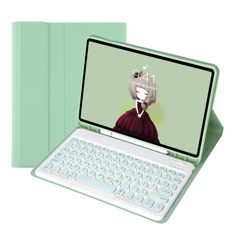 YT11B Detachable Candy Color Skin Feel Texture Round Keycap Bluetooth Keyboard Leather Case For iPad Air 4 2020 / Air 5 2022 / Pro 11 inch 2022 / 2021 / 2020 / 2018(White Ice), iPad 10.2 2020 & 2019 / Air 2019 / Pro 10.5 inch...